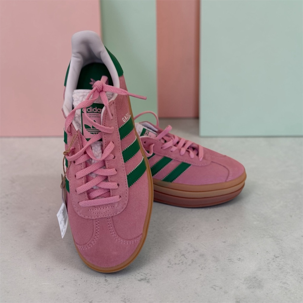 Adidas Pink & Green Gazelle Sneakers
